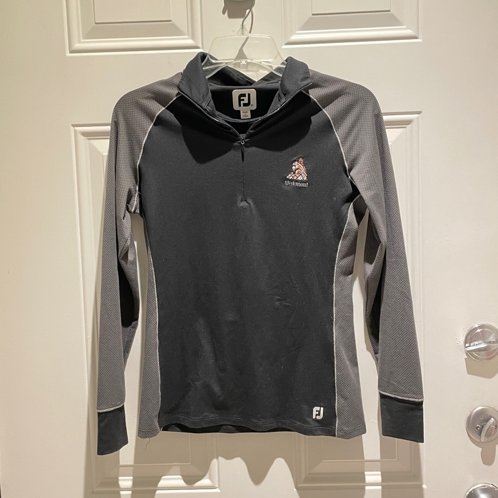 FootJoy Oakmont Golf Course Black Gray Athletic Half Zip Pullover Top Size Small